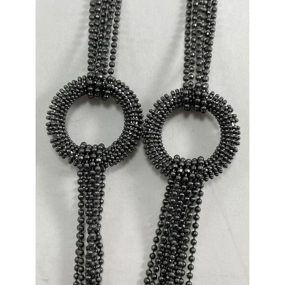 Joan Rivers Multichain And Circles 29 inch Necklace Rhinestone Dark Silver Tone - Picture 13 of 16